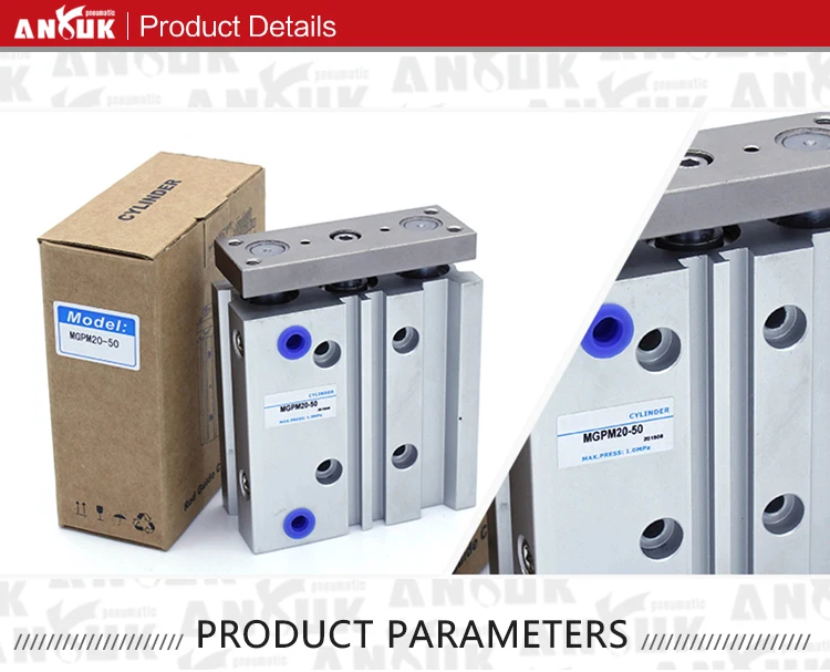 Guide rod pneumatic air piston double acting cylinder