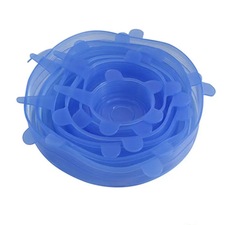 
5 pcs set High Quality eco food grade Stretch Silicone Lids Silicone Storage Container Lids reusable food wrap 