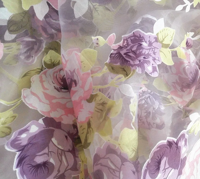
Soft fashion print wedding dress organza fabric 