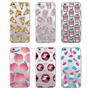 Pizza Peach Popcorn Popsicles Lips Soft TPU Phone Case Cover  For iphone7 XR Xs Max