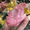 Wholesale Price Pink Aqua Aura Crystal Quartz Cluster , Sparkly Raw cluster crystal quartz for Home Decoration