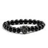 Black Agate Beads Cubic Zirconia Panther Charm Bracelet CZ Leopard Charms Bracelet