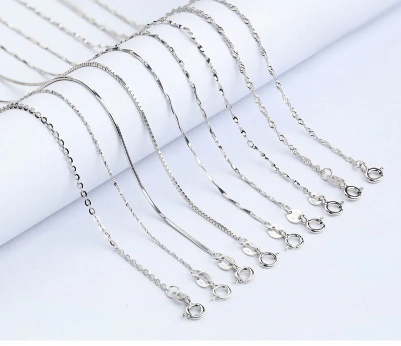 

fashion women silver necklace chains Jewellery Italian Real 925 Sterling Silver Jewelry Chain 925 Necklace Accessories Chains