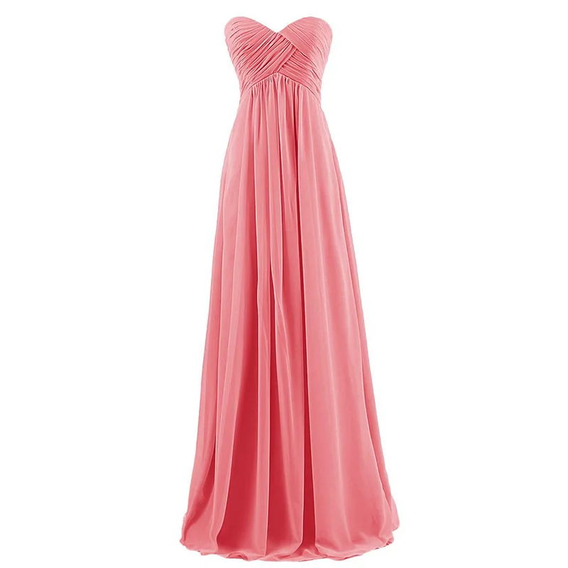 

2019 Fashion Strapless Pleated Chiffon Evening Dress Ladies Evening Gown