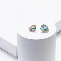 

Mini Raw Opal Cluster Stud Earrings Raw Stone Earrings Unique Gift Dainty October Gemstone Earrings