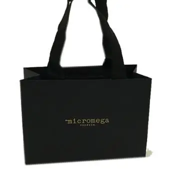 Hot Foil Stamping Gold Custom Logo Print Paper Bag Handle Luxury Black ...