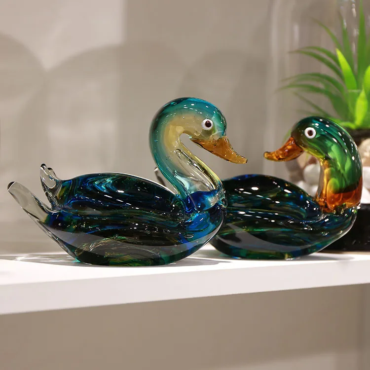 
blue Glass duck for home Decoration 