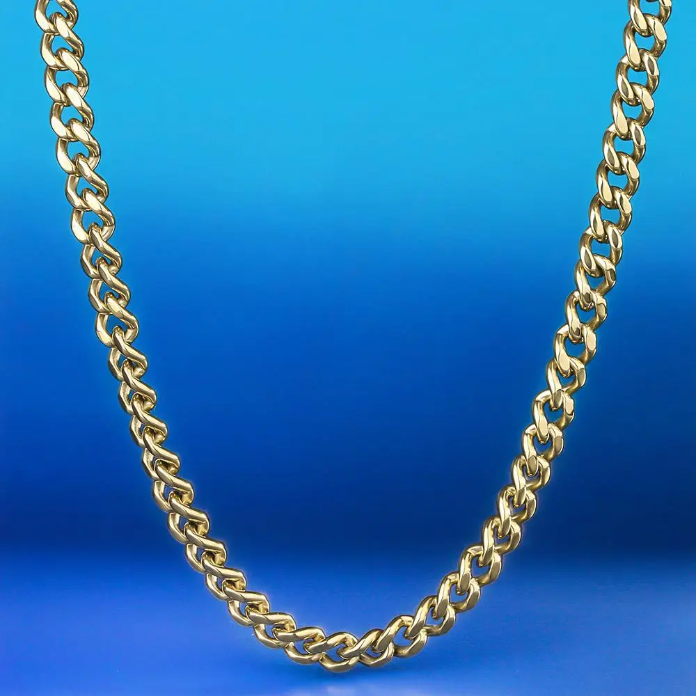 

KRKC&CO Hip Hop Jewelry 5.5mm 28inch 14K Gold Miami Link Chain Cuban Link Chain, 14k/18k gold