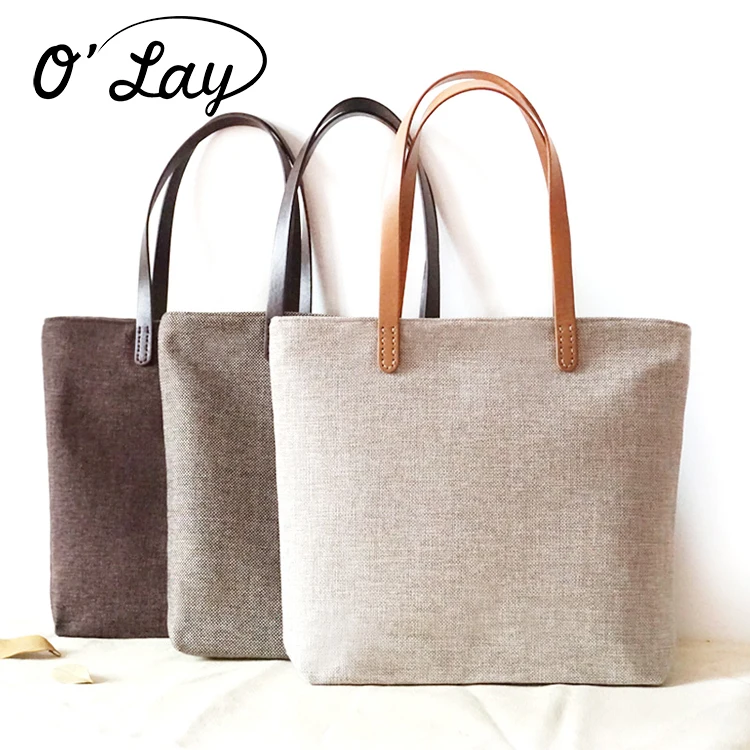 jute tote leather handles