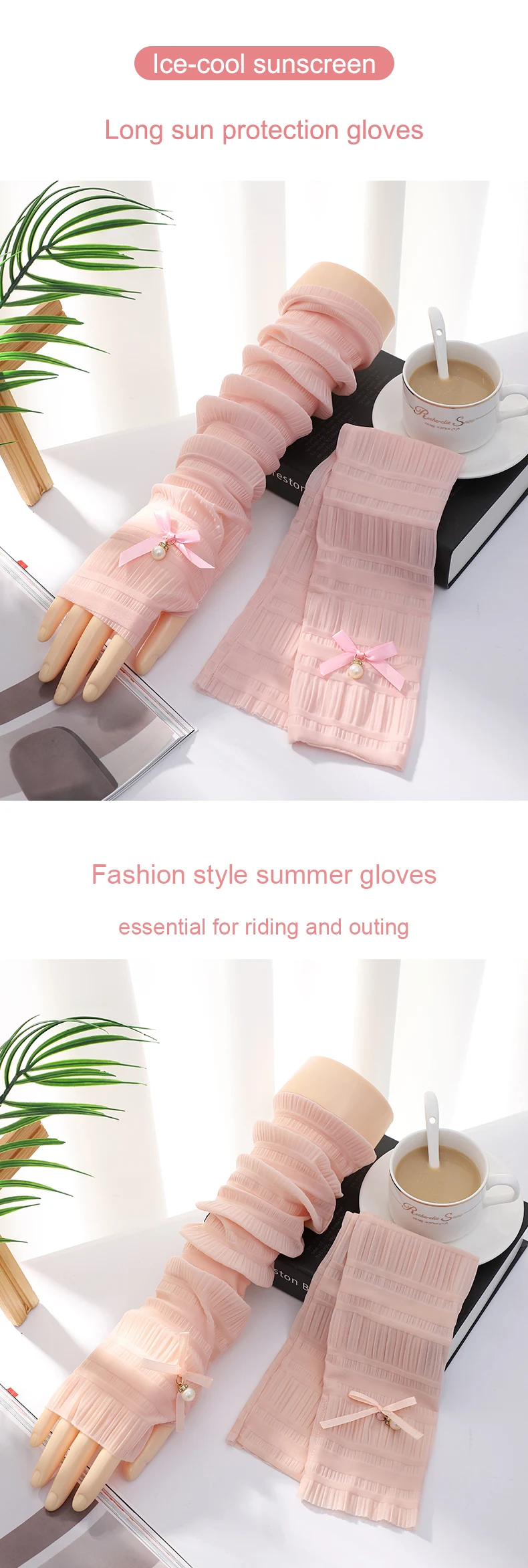 Fashion Lady Summer Long Ice Silk Sunscreen Sleeve Breathable Arm Cover Gloves Buy Fashion 5912