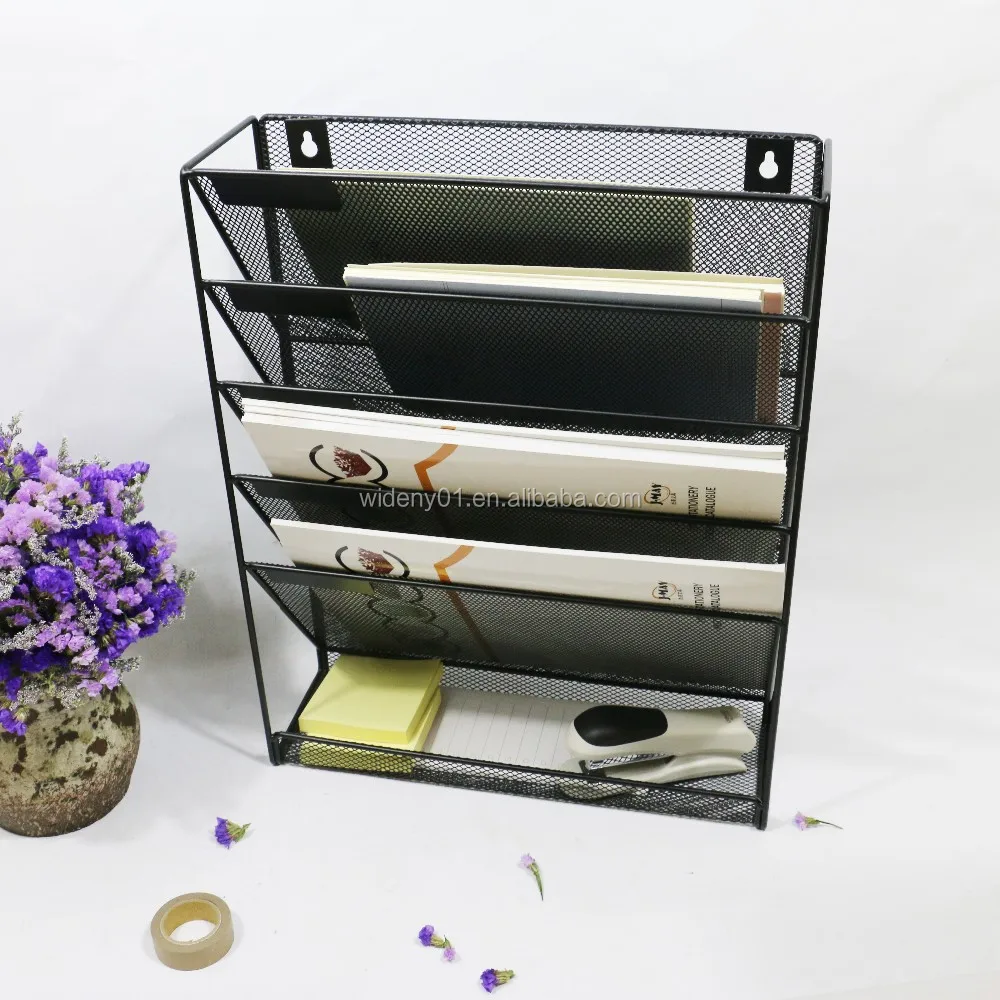 Wideny Office Supply Black Metal Wall Hanging File Organizer For Holder