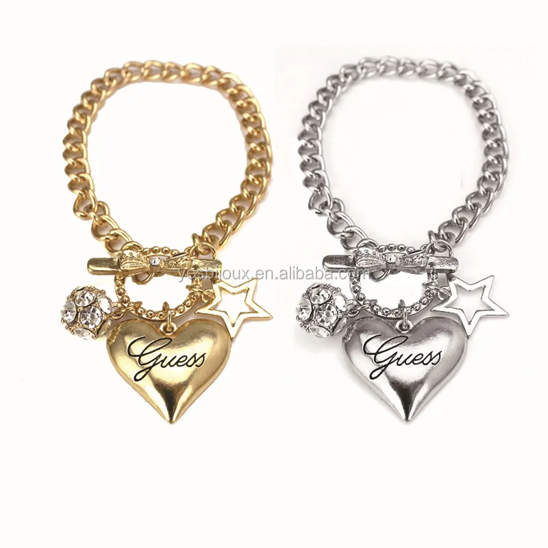 

big heart love gold filled bracelet costume gold jewellery