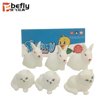 Mini Kartun Vinyl Kelinci Kucing Gambar Karet Lembut Mainan Hewan