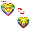 Lovely Emoji Heart Iron On Embroidery Two Way Color Fabric Reversible Sequin Patch China Factory