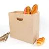 Custom recycled brown kraft paper fast food bakery bread take away shopping packaging bag with flat handles