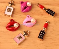 

fashion lady costume jewelry charms various color enamel charms lips perfume bottle flower bags garment charms