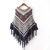 wholesale women ethnic wind flower pattern poncho fashion tassel pullover womens knit sweater