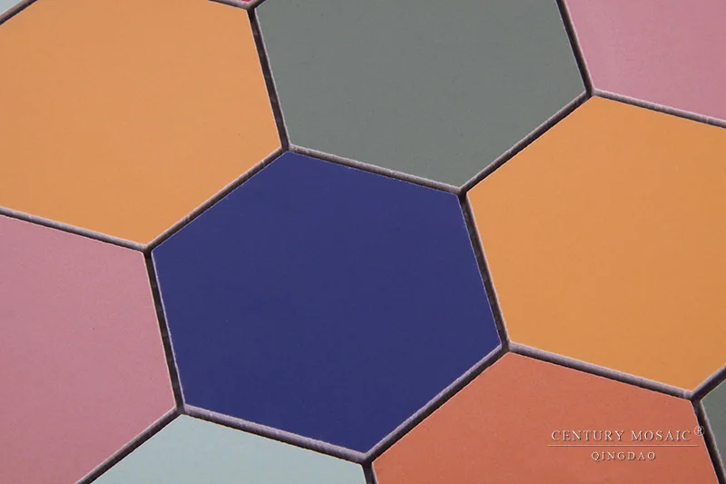 Cina berwarna warni segi  enam  mosaik keramik  ubin lantai 