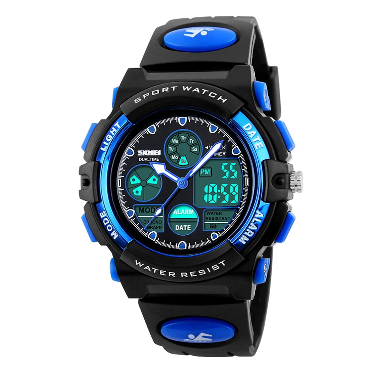 

Skmei 1163 China supplier wrist watch dual time popular plastic strap digital kid watch fashion wristwatches, 4 colors