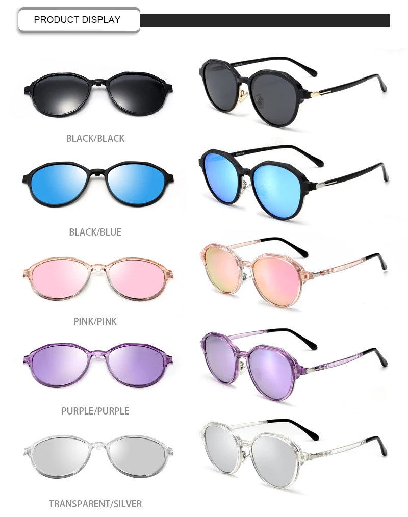 Wholesale Round Optics Lens Magnetic Clip On Polarized Men Women Sunglasses