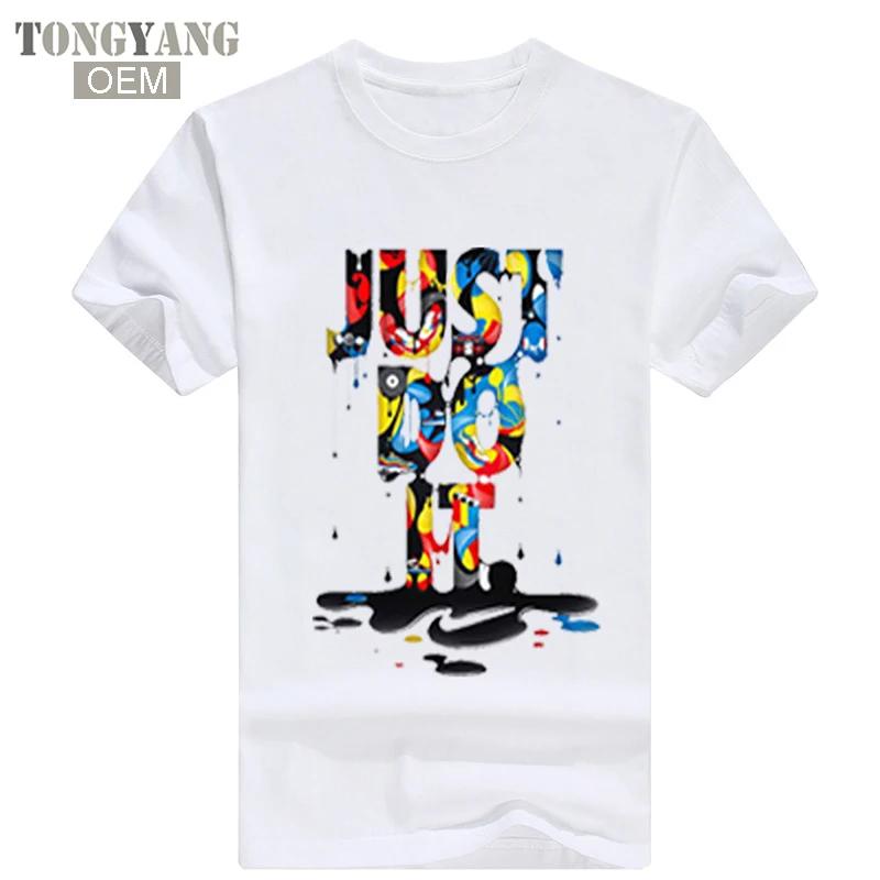 

TONGYANG Wholesale New Fashion Just Do It T-shirt Hip Hop Letter Printing Men T Shirt Short Sleeve High Quality T-Shirt, 10 colors