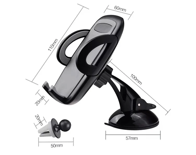 Hot selling 360 Degree Universal 3 in 1 Mobile Cell Phone Car Holder;windshield and dashboard air vent mount car holder