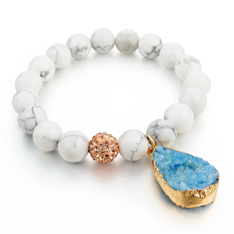 

White Marble Stone bracelet with pendant sport stone bracelet