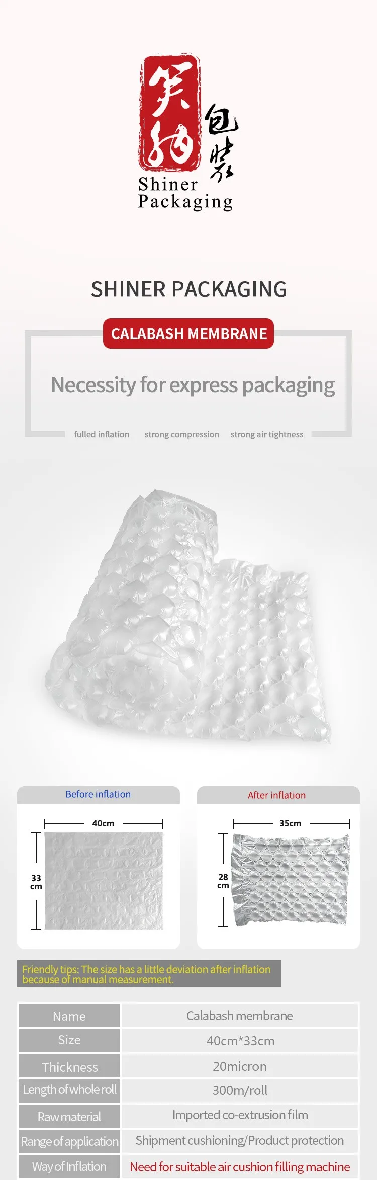 Recycling Inflatable Air Bubble Roll Wrap Air Cushion Packing Bag Air