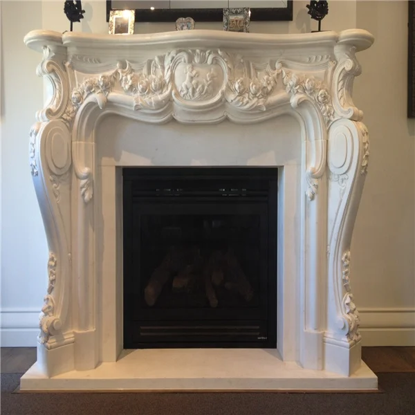 Source Modern Style Freestanding White Stone Fireplace Surround