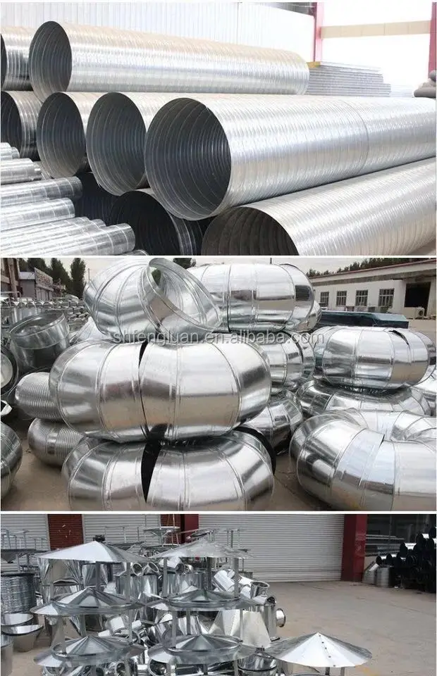 Galvanized Steel Air Conditioner Duct Ventilation Fittings Spiral Duct
