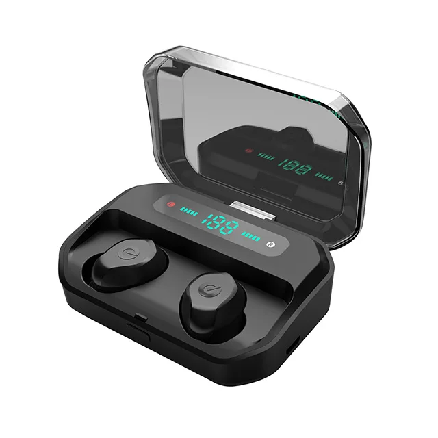 

Earteana Top magnetic custom tws sport dropshipping stereo mini waterproof bluetooth true wireless earbuds with charging case, Black
