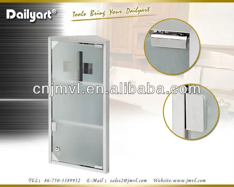 Wall Mounted Corner Glass Door Medicine Cabinets For Bathroom