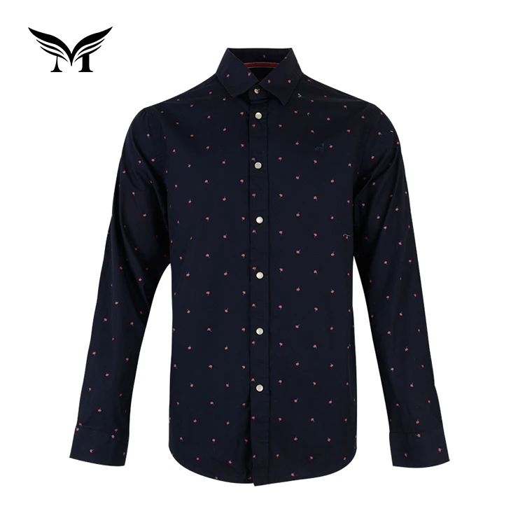 

New arrival poplin cotton printed button up wholesale black formal shirts for men