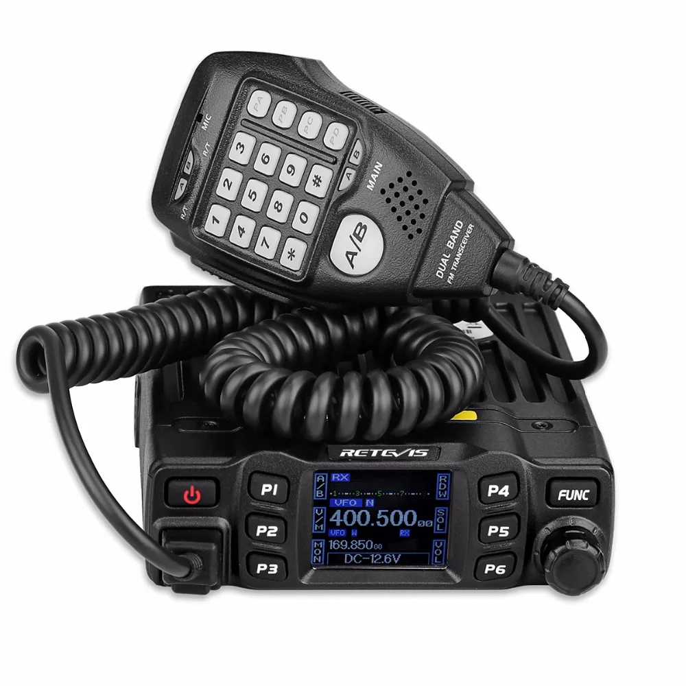 Retevis RT95 Mobile Radio Dual Band Transceiver VHF 136-174/UHF430-490 MHz 25W Color LCD Mobile Two Way Radio With DTMF Function