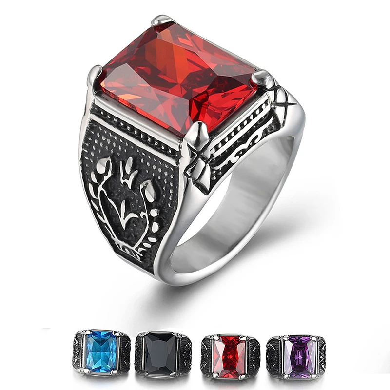 

Hot Sale Wholesale Price Vintage Geometric Zircon stainless steel Ring