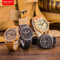 

SIKAI Dropshipping Eco-friendly Custom Your Logo Quartz Sandalwood Private Label Leather Band Wood Watch Cheap