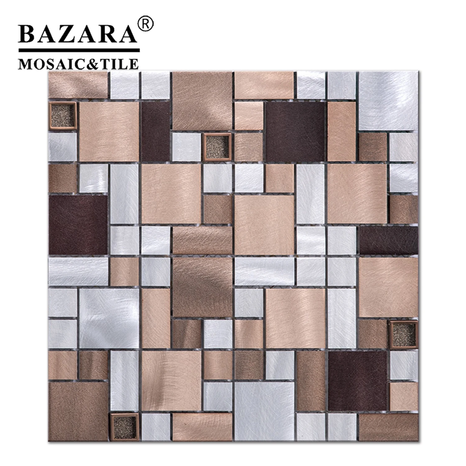 Square Metal Aluminum Mix Glass Mosaic 300X300 Made in China