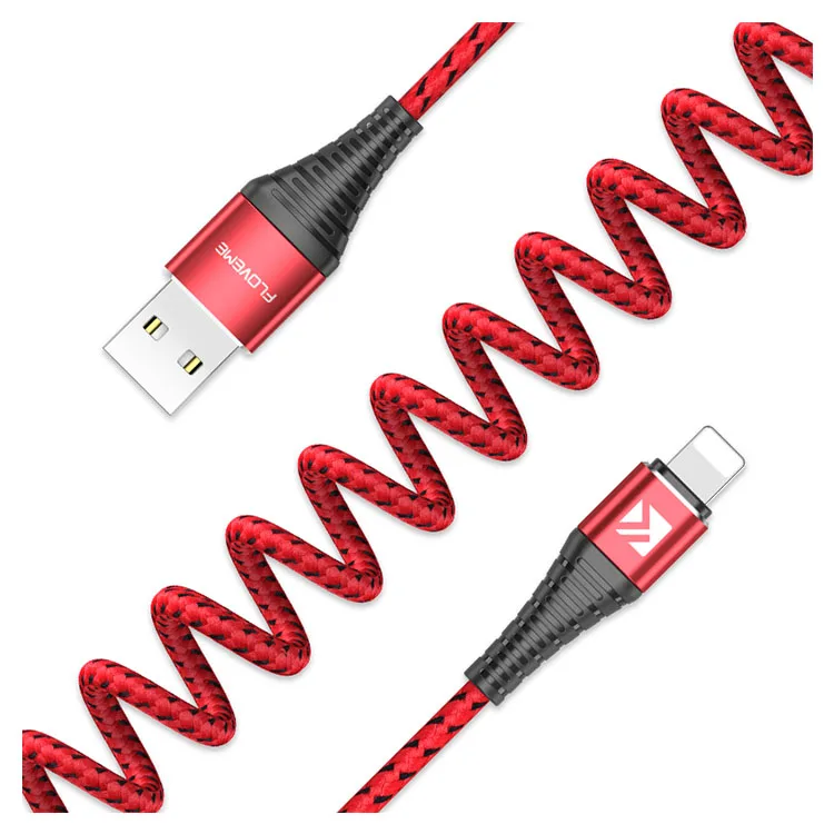 

FLOVEME Free Shipping 1.5M spring fast charging usb cable for iphone usb cable data