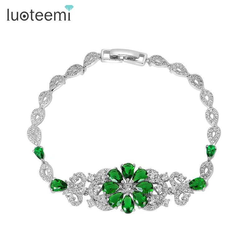 

LUOTEEMI 4 Colors New Romantic Beautiful Flower Bracelet Withe Gold Plated Jewelry For Women Charming Bride Wedding Charm Bijoux, N/a
