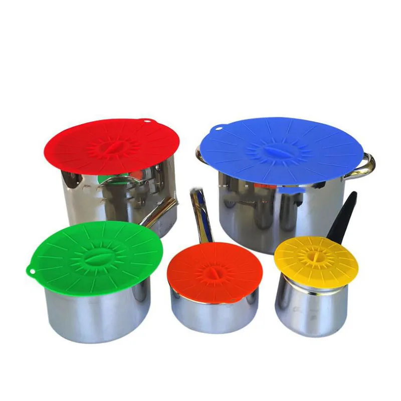 

Wholesale Durable Colorful Food Covers Silicone Suction Lid Cover Set of 5