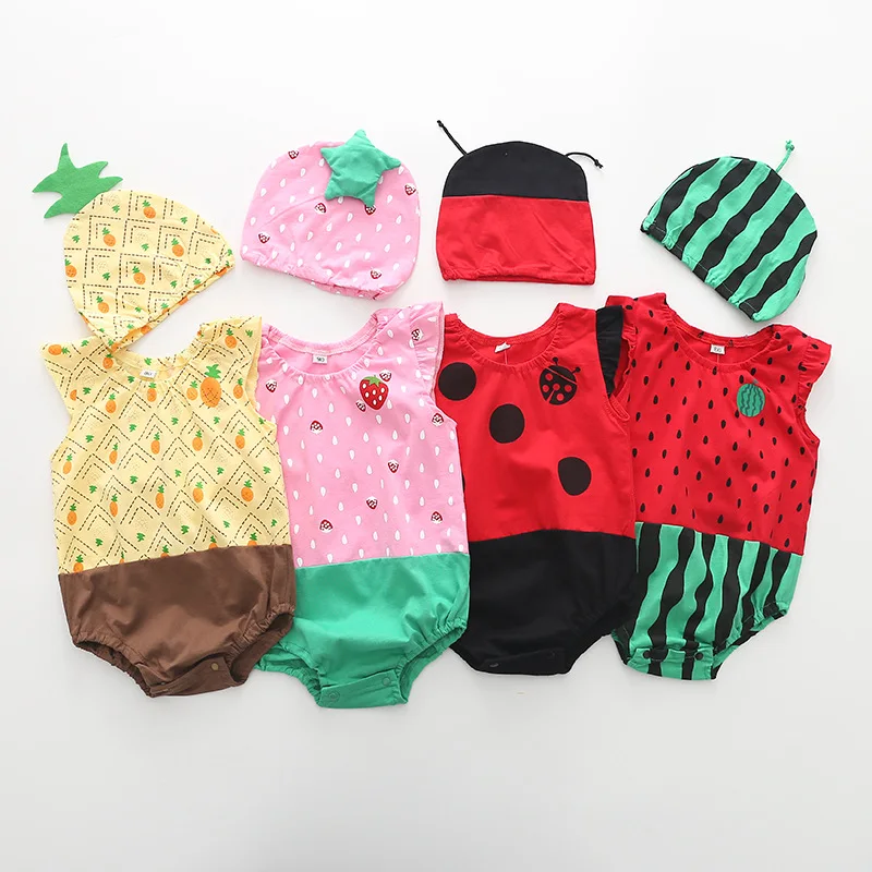 Hao Baby New Fashion 2 pcs Fruit vest + Hat Wholesale Baby Romper