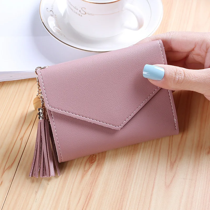 

New fashionable small wallet short Japanese and Korean Version cute little fresh tassels Mini student lady Wallet