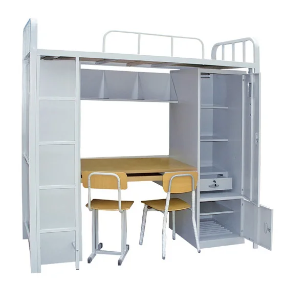 Cheap Dormitory Steel Single Loft Bed School Bunk Bed With Desk