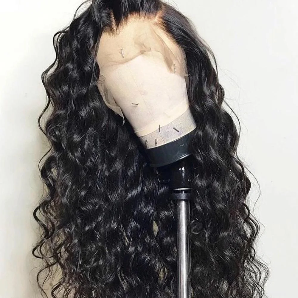 

human virgin hair natural color wig 8-24in 150%density 13x6 deep part front lace wig picture wave, N/a