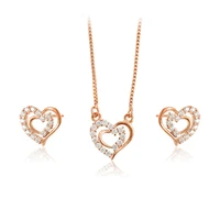 

64787 xuping elegant environmental copper heart shape earring and necklace jewelry set