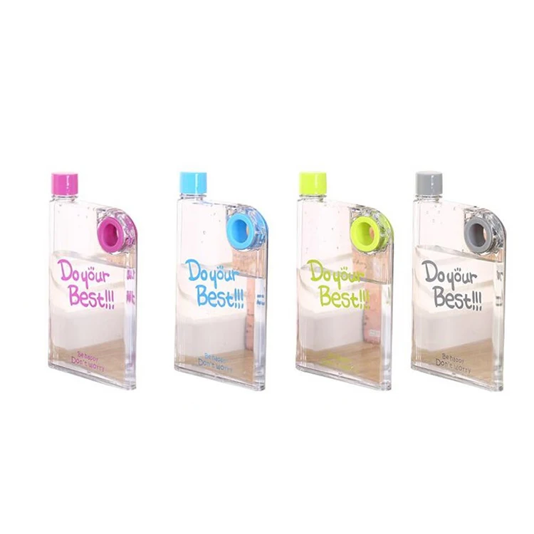 Portable Colorful Notebook Water Bottle A 5 Plastic Flat Water Bottle