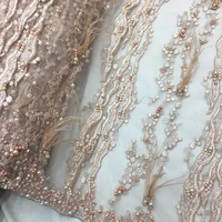 

High quality french flower embroidery mesh lace fabric for prom party dress