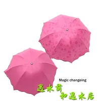 

2019 new Magic color changing water bloom flower three folding umbrella
