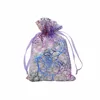 Promotion wholesale custom drawstring logo printed personalized organza bags printed coral pattern jewellery pouch