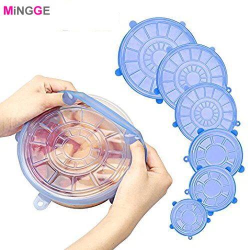 

reusable silicone stretch lid food fresh cover, 6 different exist colour